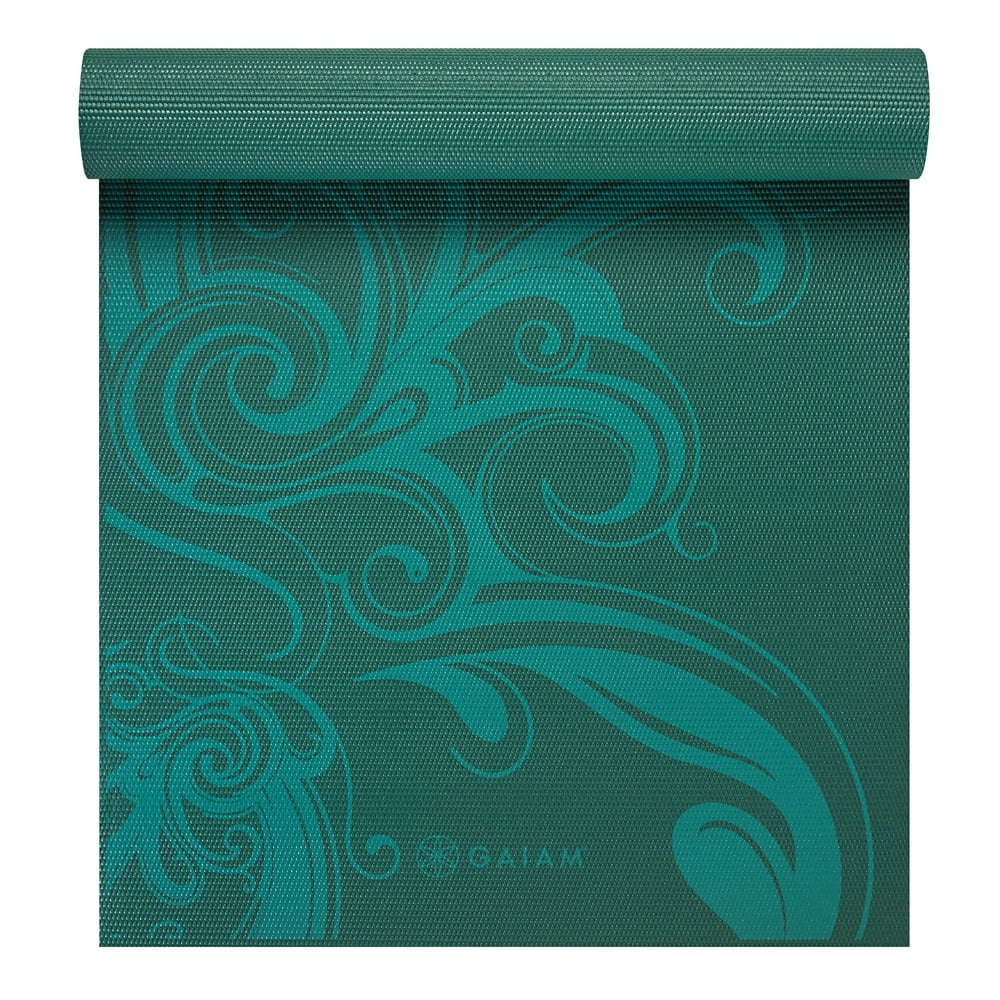 Gaiam Premium Print Yoga Mat, Turquoise Surf, 6mm