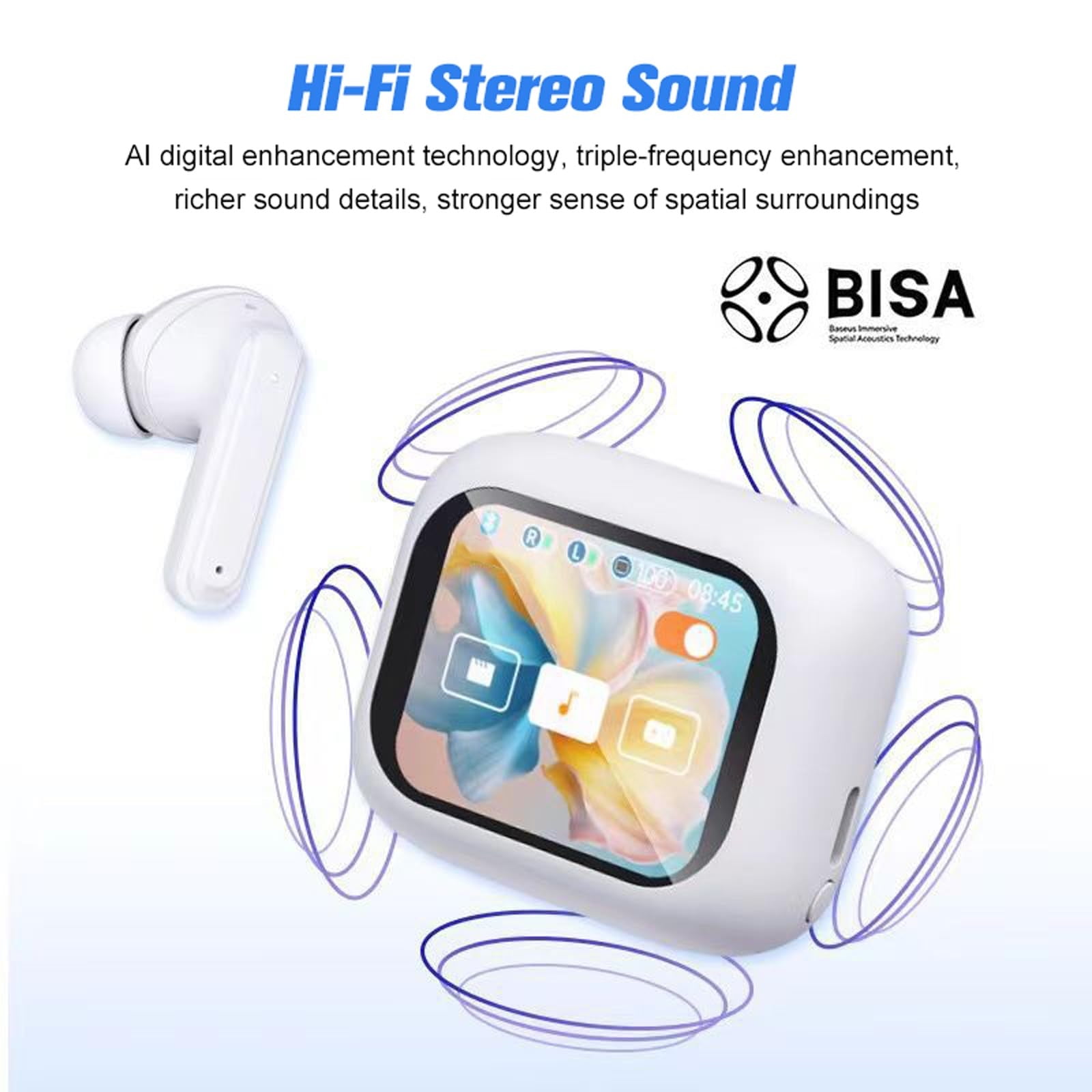 Bluetooth Earbuds Headset – Must-Have Smart Screen Bluetooth Headphones Elegant Smart Display Bluetooth Earphones Superior Smart Screen Wireless Headset