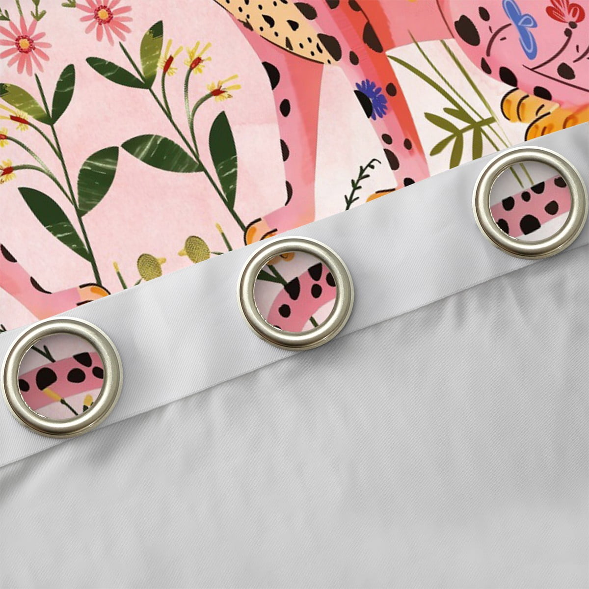 Castle Fairy Animal Leopard Curtains Pack of 2 (42x84 Each),Pink Green Curtains Blackout,Chic Flower Bedroom Curtains,Microfiber Teens Bedroom Decor