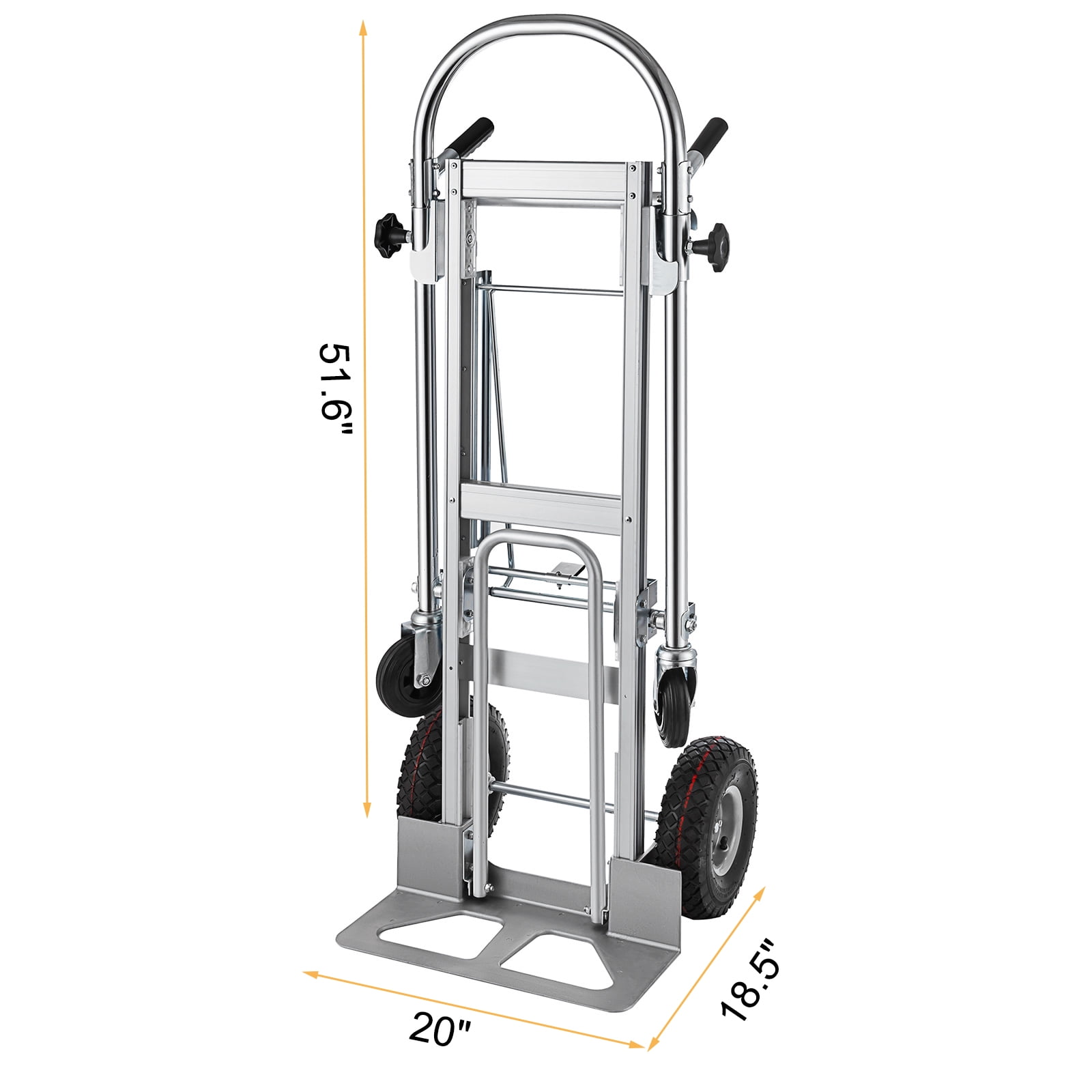 SHZOND 3 in 1 Convertible Hand Truck 1000 LBS Weight Capacity Heavy Duty Hand Truck Durable Aluminum and Steel Construction 4 Wheels Hand Truck Dolly