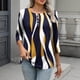 thumbnail image 1 of TaTaai 3/4 Sleeve T-Shirt Skin-Friendly Lightweight Women's Fashion Printed Button Round Neck Loose Casual All Occasion Daily Wear Top Gift, 1 of 7