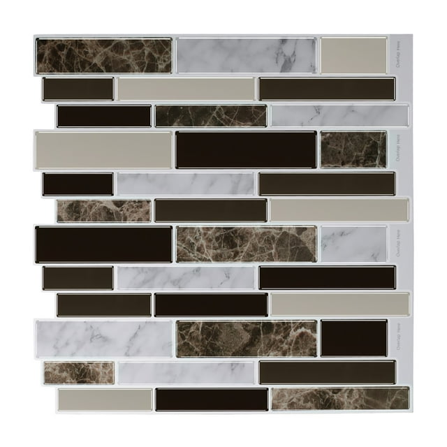 Peel and Stick Backsplash 12"x12" Marble Waterproof Backsplash Tile for Kitchen Subway Stone Self Adhesive Tile Sticker for Kitchen Bathroom Fireplace Laundry Room Gray