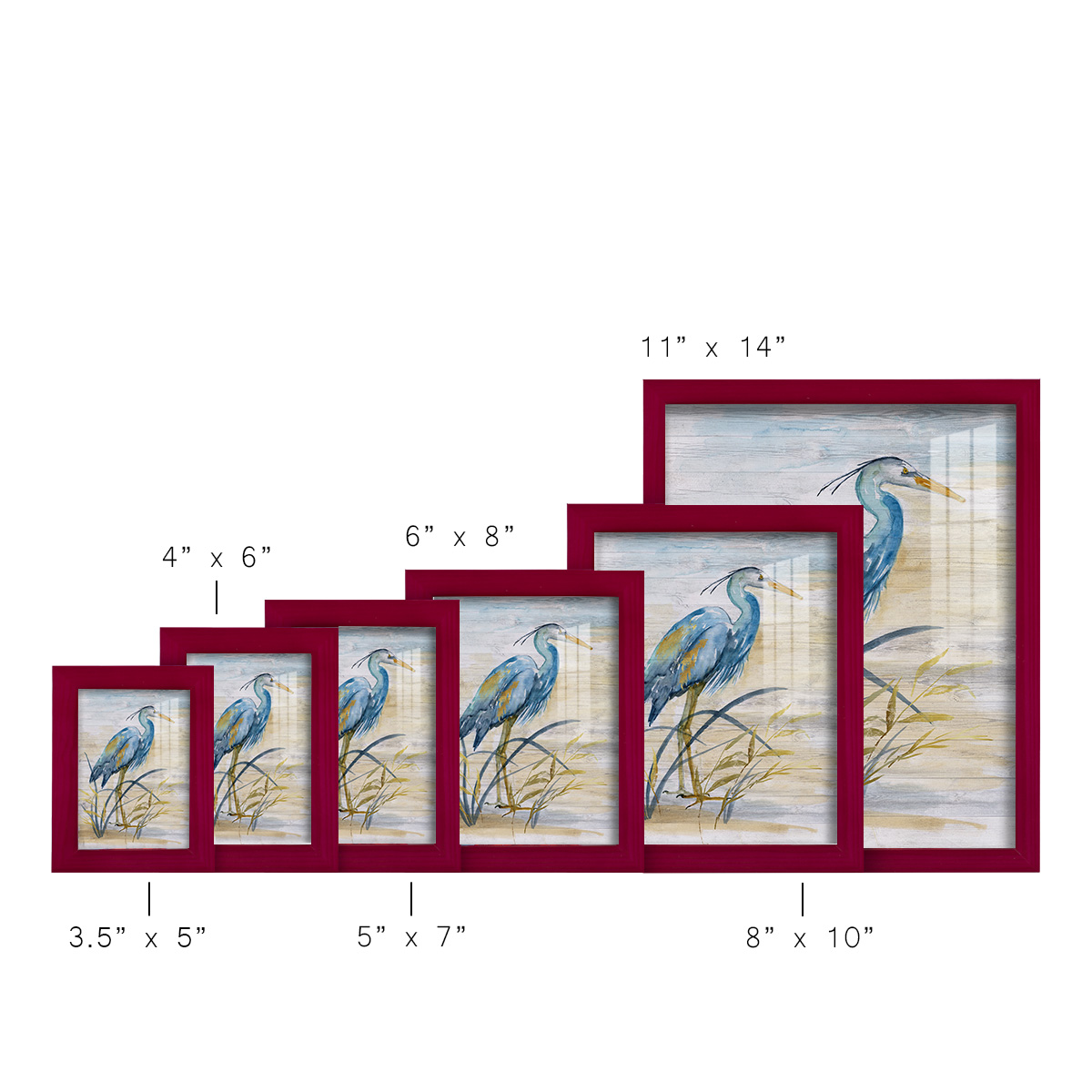 Blue Heron I -Framed Print w/glass-Cherry Red