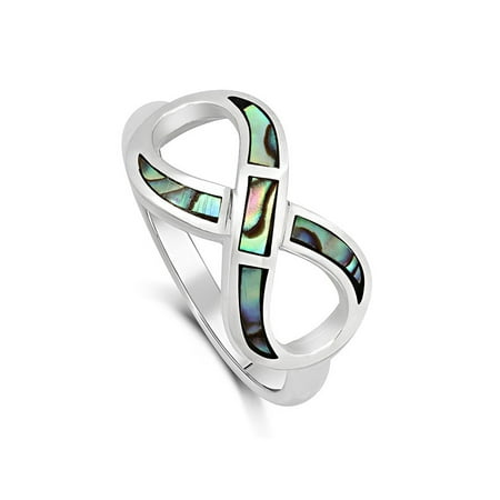 925 Sterling Silver Shell - DTLA .925 Sterling Silver Infinity Ring with Abalone Shell Sizes 5-9