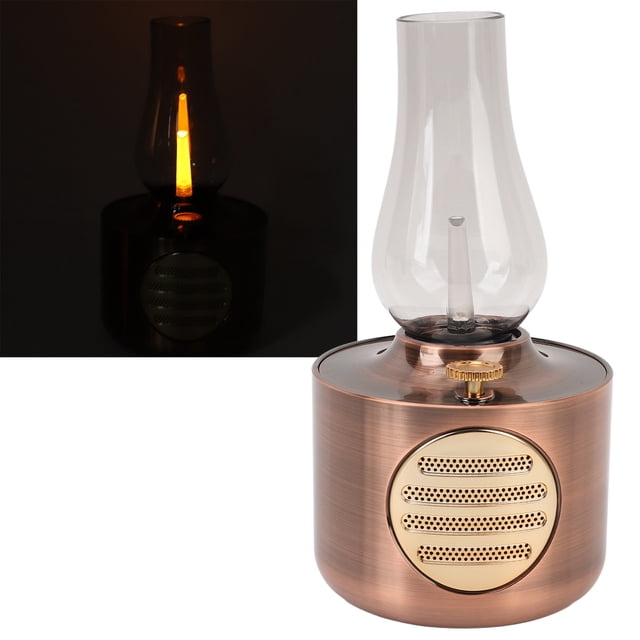 Lámpara De Mesa Vintage Con Altavoz , Luz Nocturna Portátil, Lámpara De Aceite LED Sin Llama, Lámpara De Mesita De Noche, Altavoz Con Batería De 1200 MAh, Para