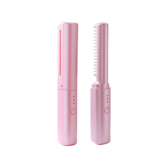 Beauos Clearance Wireless Mini Hair Straightener Electric Straightening Comb 2 in 1 Anti Scald Hair Straightener Brush and Curler Portable Hair Straightener Heating Mini Straightener for Home
