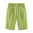 thumbnail image 4 of LIJCC Girls Casual Knee Length Shorts Summer Lightweight Daily Solid Color Elastic High Waist Casual Loose Drawstring Shorts, 4 of 9