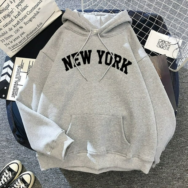 Sudadera con capucha con estampado de letras de Nueva York para hombre y mujer, abrigo de moda, sudaderas de gran tamaño, ropa Unisex xuanjing unisex