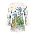 thumbnail image 4 of T Shirts for Women Clearance $5 Pleated 3/4 Sleeve Tunic Tops Floral Dressy Blouse Summer New Arrivals White M, 4 of 5