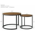 thumbnail image 2 of Nesting Coffee Table Set of 2, Round Coffee Table w/Wood Grain Top, Modern Living Room Table with Sturdy Metal Frame, Industrial End Table Side Tables for Small Space Apartment (Black), 2 of 15