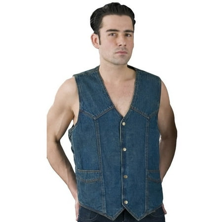 Classic Vest - Men's Classic Snap Front Side Lace Denim Vest