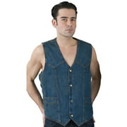 Milwaukee Leather DM1315 Men's Blue Denim Classic Side Lace Snap Front Vest 6X-Large