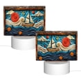 thumbnail image 2 of Cauagu Whimsical Sailboat Ocean Art for Rectangle Acrylic Night Light - Acrylic Modern Bedside Light with LED Light Lamp Base - Decorative Night Lamp for Restaurant Bar Cafe Shop, 2 of 9