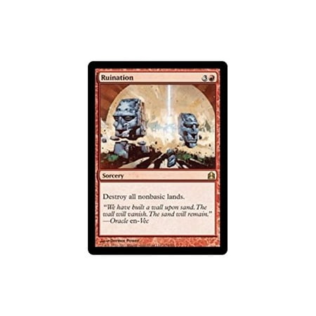 - Ruination - Commander, A single individual card from the Magic: the Gathering (MTG) trading and collectible card game (TCG/CCG). By Magic: the