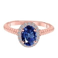 thumbnail image 2 of Mauli Jewels Rings for Women 1 Carat Diamond And Oval Shape Sapphire Ring 4 Prong 10K Rose Gold, 2 of 6