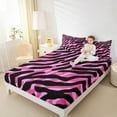 thumbnail image 4 of Manfei Zebra Print Full Size Sheets,Jungle Wildlife Bed Sheets,Wpink Black Abstract Geometric Lines Sheet Sets For Girl Boys,Microfiber Bedroom Decor,4-Piece, 4 of 7