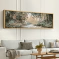 thumbnail image 2 of Large Framed Canvas Print Foggy Pine Trees with Warm Earth Tones, Cozy Wall Art Decorative Ready to Hang Painting for Living room Bedroom - 60"x20" Natural Frame, 2 of 7