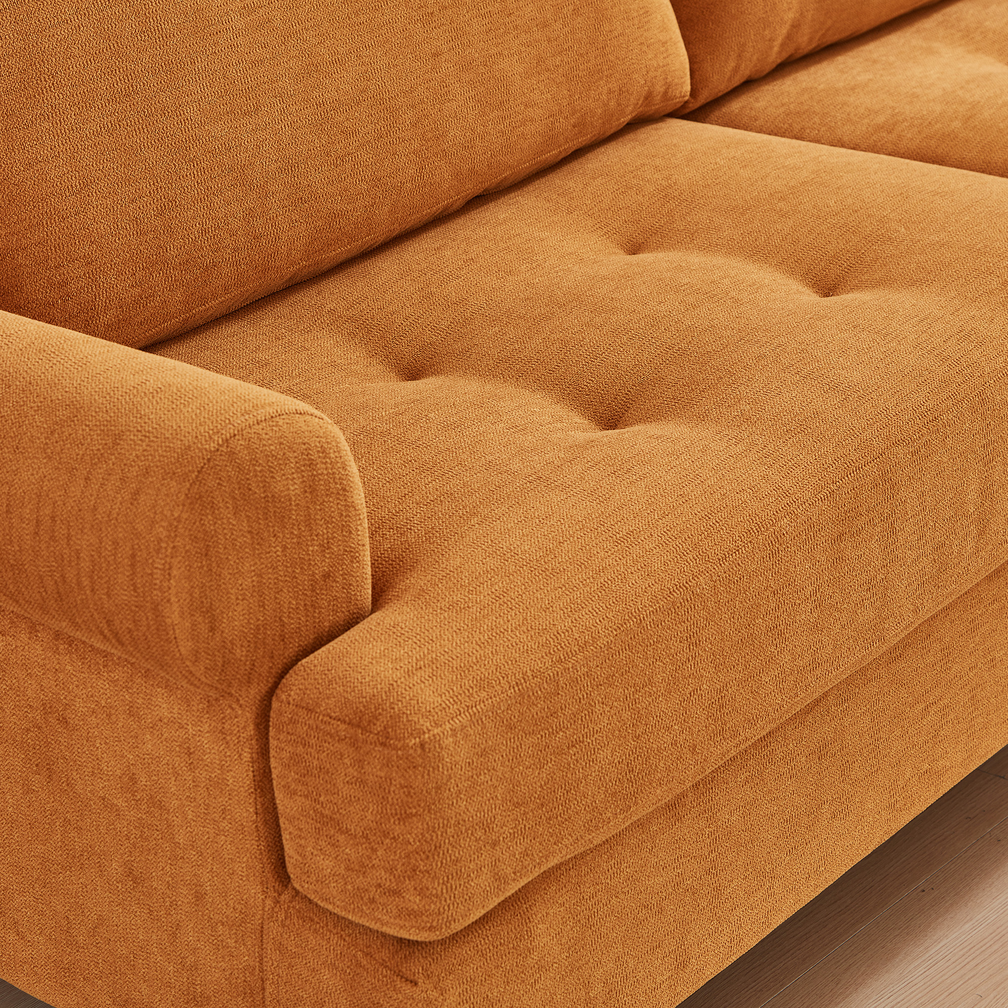 Me'on 81" Rolled Arm Sofa Couch with Storage, Mid Century Modern Decor Upholstered Couches for Living Room, Button Tufted Loveseat for Bedroom, Blue