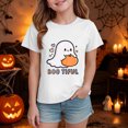 thumbnail image 2 of Pandaie Halloween Clothes for Teen Girls Simple Pattern Short Sleeve Shirts Tops Toddler Kid Boys Basic Festival Wear White,9-10 Years, 2 of 6