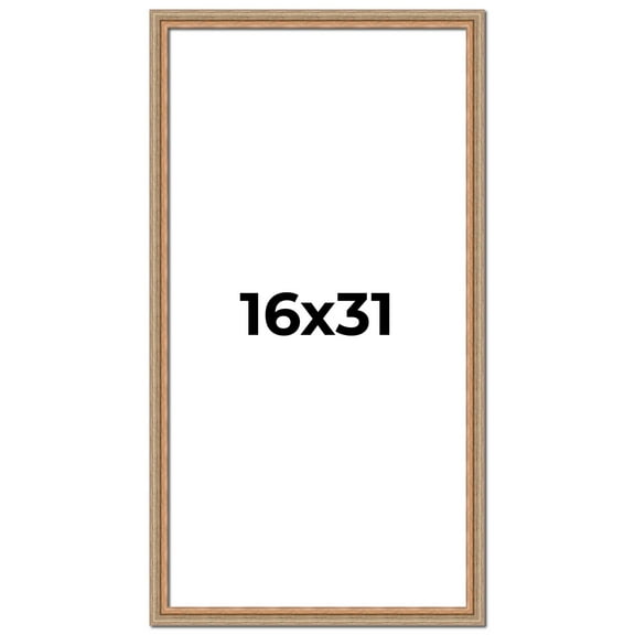 16x31 Frame Brown 60's Wooden Cabinet Solid Wood Picture Frame | 1 Inch Moulding Width | Complete