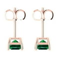 thumbnail image 4 of 1.0 Ct Princess Cut Studs Green Emerald 14K Rose Solid Solid Gold Everyday Dainty Earrings Push Back, 4 of 7