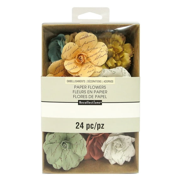 12 Packs: 24 ct. (288 total) Multicolor Mulberry Print Paper Flower Embellishments by Recollections