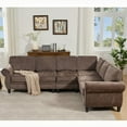 thumbnail image 5 of [Modern L-Shaped Chenille Sectional Sofa 109.5" with Rivets & Rolled Armrests], 5 of 19
