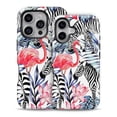 thumbnail image 2 of DesignSkinz Scratch-Resistant Hard Slim Case Compatible with iPhone SE Gen 2/3 (Compatible with MagSafe) - Tropical Flamingo and Zebra Jungle, 2 of 9