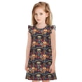 thumbnail image 1 of Fotbe Skulls and Flowers Vestido de Dormir para Niñas de 3 a 10 Años, Mangas Cortas, Estilo Princesa, Pijama Camisón con Mangas Voladas-Medium, 1 of 6