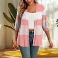 thumbnail image 4 of cocolona Womens Casual 3/4 Sleeve Cardigan Lightweight Open Front Cardigan Tops Fall Stripe Print Coat Comfy Trendy Outwear, 4 of 4