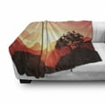 thumbnail image 3 of Mystic Soft Flannel Fleece Throw Blanket, Oriental Sunset View with Tree and Mountains Mystique Hills, Cozy Plush for Indoor and Outdoor Use, 70" x 90", Coral Orange Dark Brown, by Ambesonne, 3 of 6