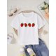 thumbnail image 1 of Adorable Strawberry Cartoon Print Girls' T-Shirt - Soft Polyester, Casual Crew Neck, Short Sleeve, Summer Knit Top for Youngsters & Youngsters, Youngsters Girl Shirts, 1 of 7