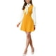 thumbnail image 4 of Vestidos con cuello de lazo para mujeres, vestido vintage de los años 60, de manga larga, color contrastante, talla XS, amarillo, 4 of 6