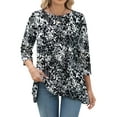 thumbnail image 2 of Fantaslook Plus Size Women Tunic Tops 3/4 Sleeve Dressy Casual Blouses Loose Flowy Floral Shirts, 2 of 8