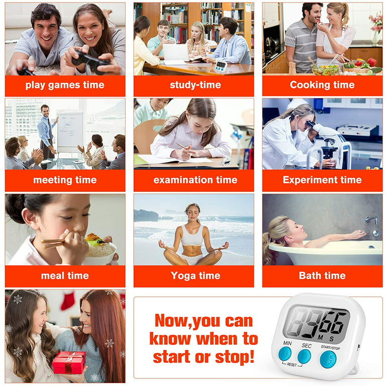 Kitchen Timer, 2 Pack Digital Kitchen Timers [ 2020 Version ] Magnetic Countdown  Timer with Loud Alarm, Big Digits, Back Stand for Cooking, Classroom,  Bathroom, Teachers, Kids - AAA Battery Included 