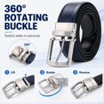 thumbnail image 4 of Men's Reversible Genuine Leather Belt, 1.38" Wide 2-in-1 Dress Belt with 360° Rotating Pin Buckle, Adjustable Business Casual Belt, Blue Brown Coffee, Sizes 33"-43" - TRISJEM, 4 of 7