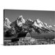 thumbnail image 1 of Cuadro lienzo foto en blanco y negro granero antiguo con montañas nevadas al fondo, paisaje rústico occidental horizontal en tela canvas, 1 of 7