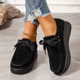 thumbnail image 2 of Women's Casual Suede Dress Shoes Comfortable Platform Wide Toe Box Non Slip Walking Shoes Vintage Lace Up Sneakers Black Size 8.5, 2 of 5