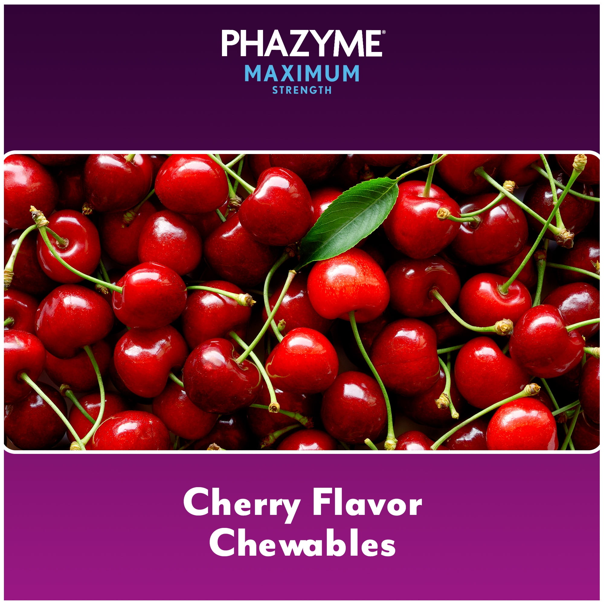 Phazyme Maximum Strength Gas & Acid Relief, Works Fast, Cherry Flavor, 24 Chews