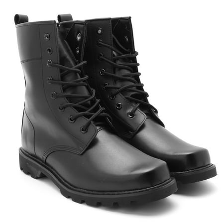 Men's Safety Steel Toe Black Military Boots Lace Up Tactical Boots Leather High Top Steel Head Work Shoes for Outdoor Training Climbing (Best Climbing Boots For Lineman)