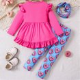 thumbnail image 6 of NOLDARES Toddler Clothes for Baby Girls Cute Print Long Sleeve Sweatshirt Pants Girls Warm Fall Winter Outfits Set(Hot Pink,5-6 Y), 6 of 7