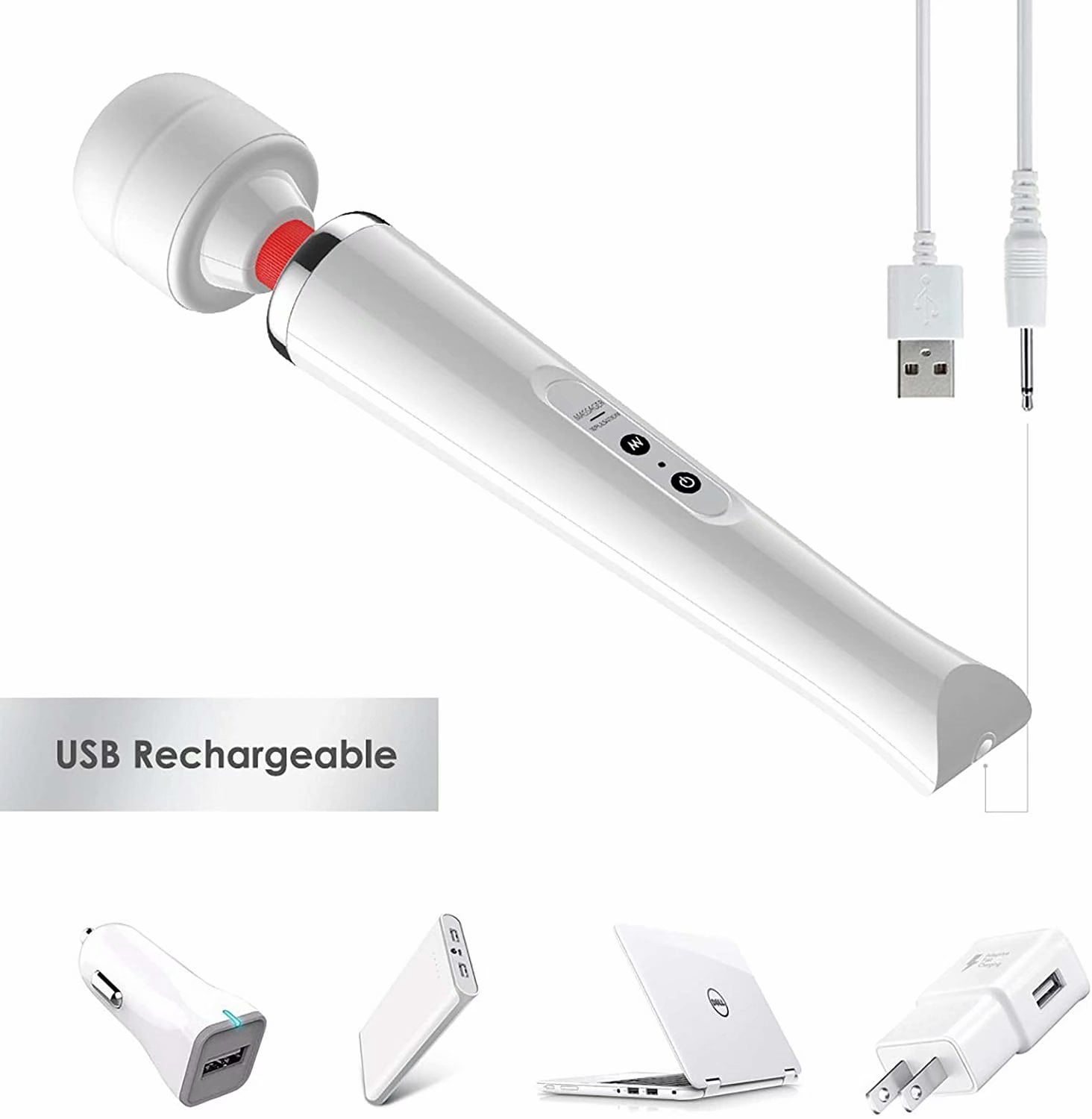 Artrylin Therapeutic Personal Massager USB Charging Cordless 10 Modes Suitable for Neck Back Leg and Other Relaxing Massage Quiet (White)