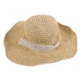 thumbnail image 2 of Sombrero de playa de verano, tejido a mano, plegable, de ala ancha, para mujer, con rafia de ganchillo y lazo de encaje, 2 of 8