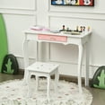 thumbnail image 4 of Gymax Kids Vanity Princess Makeup Dressing Table Chair Set W/ Tri-folding Mirror White, 4 of 10