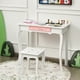 thumbnail image 3 of Costway  Set mesa tocador y taburete para niños, mesa maquillaje con espejo tripartido para niños, cajón, con imprenta de estrellas, set tocador falso con mesa y parte superior desmontable (blanco), 3 of 4