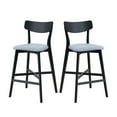 thumbnail image 3 of Tcbosik 2 Pack Upholstered Barstools with Wooden Frame, Dining Side Chair with Backrest, Kitchen Bar Chair for Small Space, Easy Assembly, Black, 3 of 7