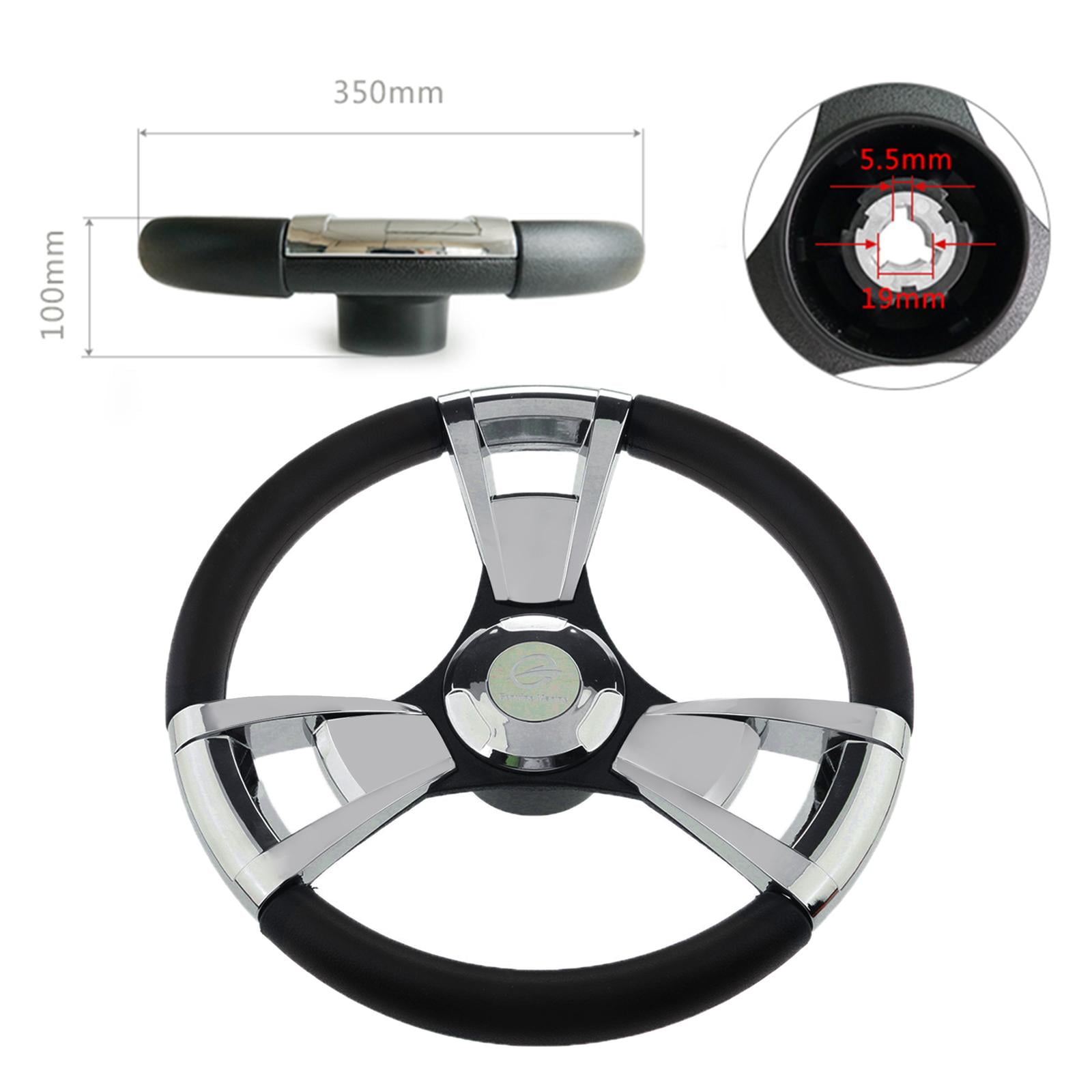 funtasica Universal 3-Spoke Marine Boat Aluminum Alloy Steering Wheel 350mm 3/4'' Steering Wheel for Marine canoe and kayak Boat Yacht Accessories