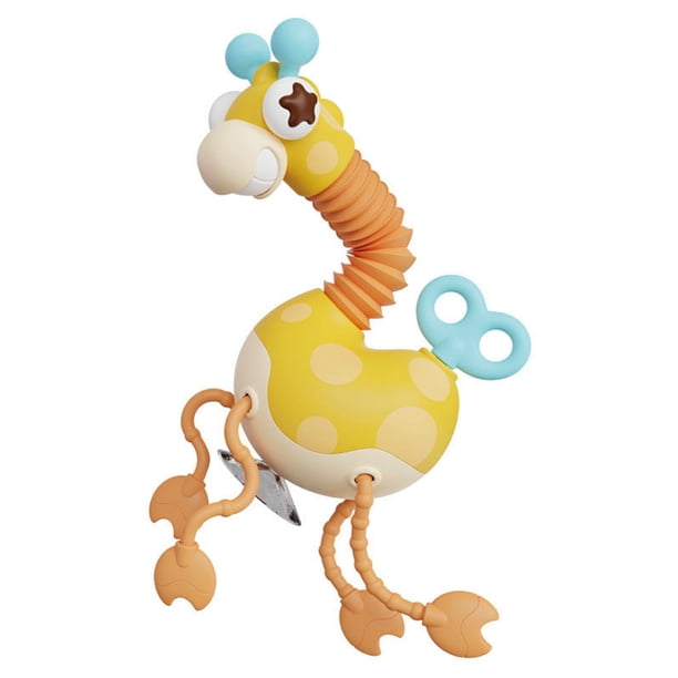 Jirafa de juguete de cuerda para tirar, juguete de silicona con forma de animal, juguete de actividad con cuerda para tirar, juguetes sensoriales para bebés para habilidades y estimulación táctil.