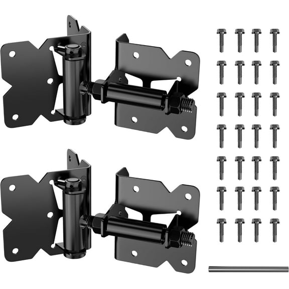 skysen Carbon Steel Vinyl Wood Fence Self Closing Gate Hinges Black(2063-cs-p)