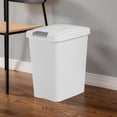 thumbnail image 3 of 4 Pack 7.5 Gallon / 30 Quart / 28.39 L Rectangular Plastic Trash Can with Flip Lid - Slim Space-Saving Wastebasket, White, 3 of 7